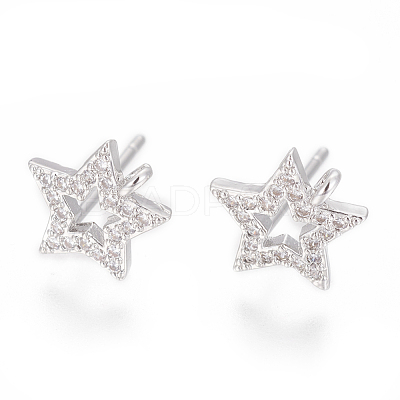 Brass Stud Earring Findings ZIRC-O034-17P-1