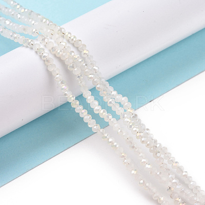 Half Plated Faceted Rondelle Electroplate Imitation Jade Glass Bead Strands X-EGLA-D020-3x2mm-05-1