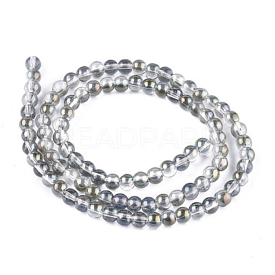 Full Rainbow Plated Round Electroplated Glass Beads Strands EGLA-I002-4mm-01-1