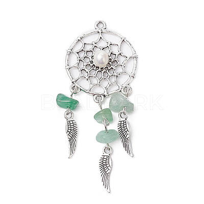 Natural Green Aventurine Chip Big Pendants PALLOY-AL0070-02-1