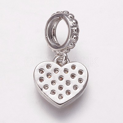 Brass Cubic Zirconia European Dangle Charms KK-P134-02P-1