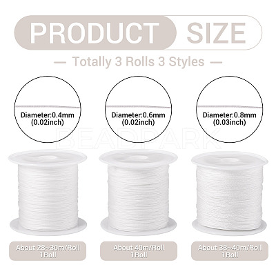 3 Rolls 3 Styles Nylon Braided Cord NWIR-TADJ00001-01-1