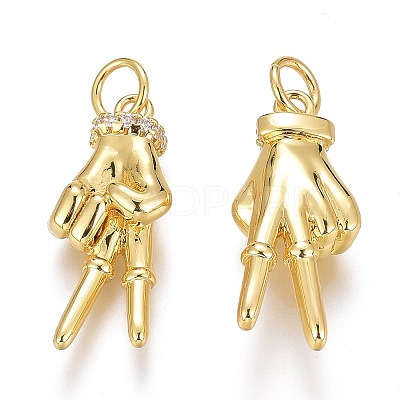Brass Micro Pave Clear Cubic Zirconia ASL Pendants X-ZIRC-Z008-32G-1