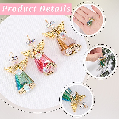 9Pcs 3 Colors Glass Pendants PALLOY-SP00006-1