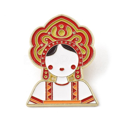 Ethnic Folk Girl Enamel Pins AL-Z002-01G-01-1