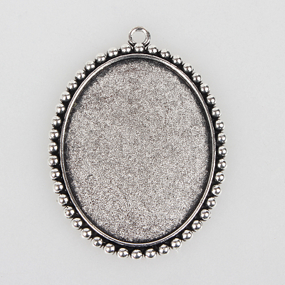 Vintage Tibetan Style Alloy Large Pendant Cabochon Bezel Settings TIBEP-O006-44AS-1