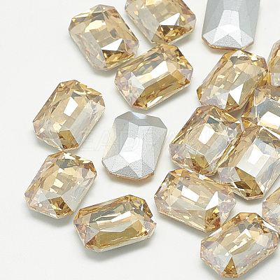 Pointed Back Glass Rhinestone Cabochons RGLA-T079-10x14mm-06-1