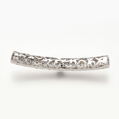 Brass Micro Pave Cubic Zirconia Tube Beads ZIRC-T004-75P-1