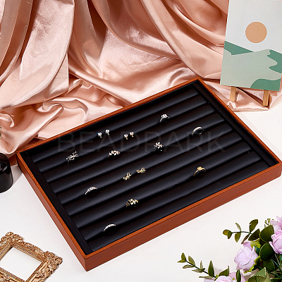 Rectangle Wood Finger Rings Display Trays RDIS-WH0011-40-1