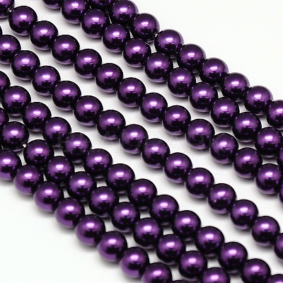 Eco-Friendly Dyed Glass Pearl Round Beads Strands HY-A002-6mm-RB099-1