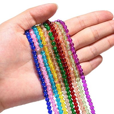 Mixed Crackle Glass Bead Strands GGC4mm-1