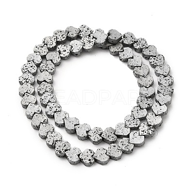 Electroplated Natural Lava Rock Beads Strands G-Q1009-G01-01C-1