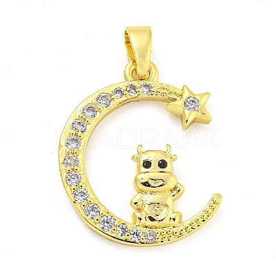 Brass Micro Pave Clear Cubic Zirconia Pendants FIND-Z044-03C-1