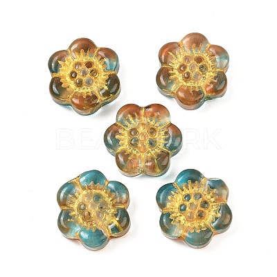 Baking Paint and Golden Metal Enlaced Glass Beads DGLA-T004-10K-1
