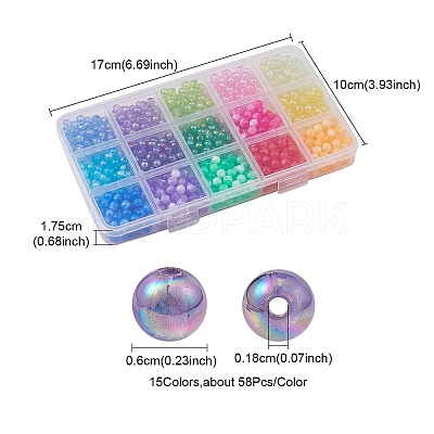 870Pcs 15 Colors Acrylic Beads MACR-YW0002-53-1