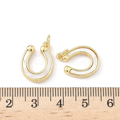 Brass Pave Natural White Shell Pendants KK-B141-09G-1