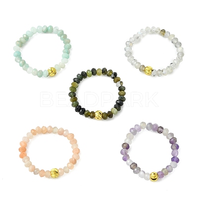 Natural Mixed Gemstone Beads Finger Rings RJEW-JR01074-1