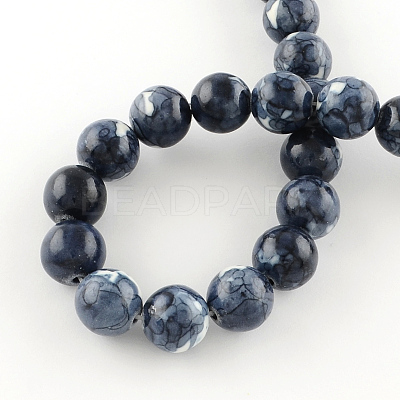 Dyed Natural Ocean White Jade Round Bead Strands G-R295-6mm-01-1