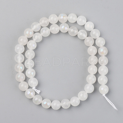 Electroplated Natural White Moonstone Beads Strands X-G-S369-012C-C-1