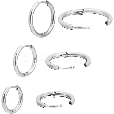 24Pcs 3 Styles 316L Surgical Stainless Steel Huggie Hoop Earrings for Girl Women EJEW-BBC0001-43-1