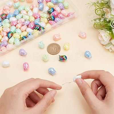 100Pcs 10 Colors UV Plated Acrylic Beads SACR-AR0001-16-1