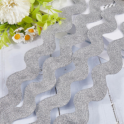 10 Yard Metallic Polyester Wavy Fringe Trim Ribbon SRIB-GF0001-38S-1