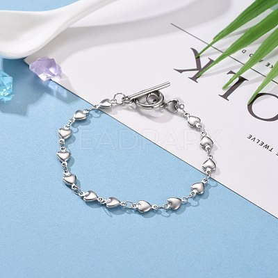 Tarnish Resistant 304 Stainless Steel Heart Link Chain Bracelets BJEW-JB05615-1