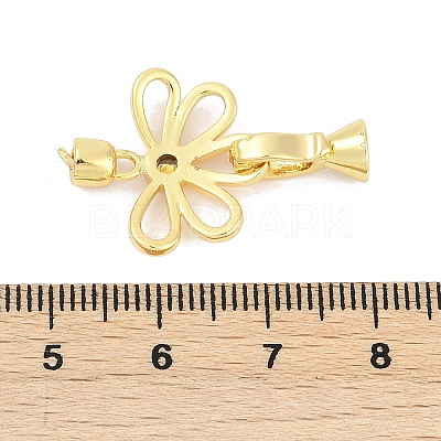 Brass Micro Pave Clear Cubic Zirconia Fold Over Clasps KK-M311-20G-1