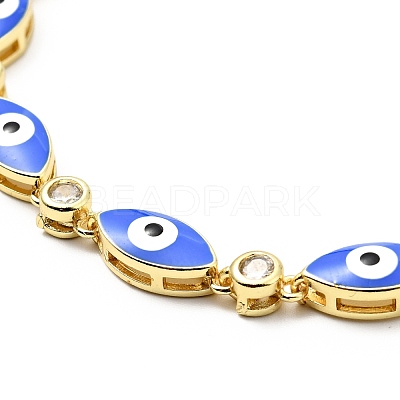 Clear Cubic Zirconia & Enamel Horse Eye Links Slider Bracelet BJEW-A127-01G-1