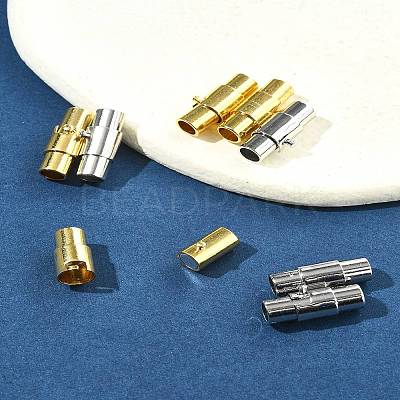 8 Sets 2 Colors Brass Locking Tube Magnetic Clasps KK-FS0001-61-1