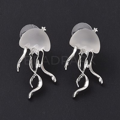 Resin Jellyfish Stud Earrings EJEW-P208-01P-1