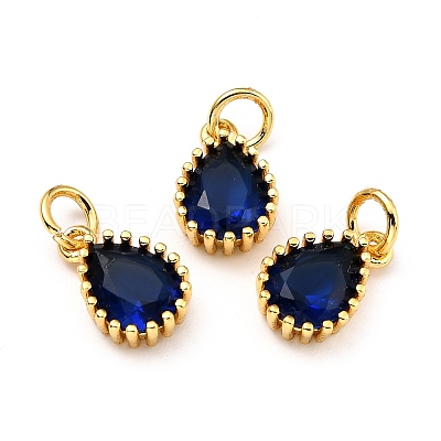 Brass Micro Pave Cubic Zirconia Pendants X-ZIRC-D120-01G-05-1