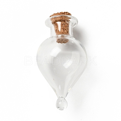 Teardrop Glass Cork Bottles Ornament AJEW-A039-01B-1