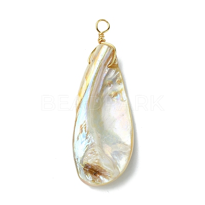 Electroplated Natural Freshwater Shell Pendants PALLOY-JF03336-1