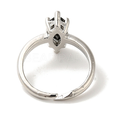 Rack Plating Brass Micro Pave Cubic Zirconia Adjustable Rings RJEW-H228-03P-1