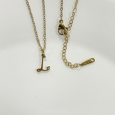 304 Stainless Steel Letter Pendant Necklaces NJEW-WH0027-04L-G-NR-1
