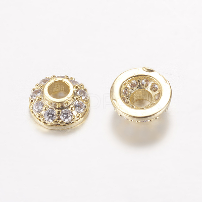 Brass Micro Pave Cubic Zirconia Bead Cap ZIRC-G122-51G-RS-1