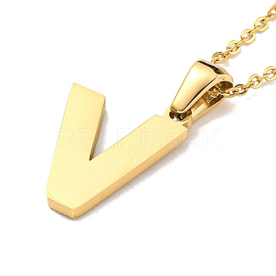 Ion Plating(IP) Initial Letter 304 Stainless Steel Pendant Necklaces NJEW-M199-01G-V-1