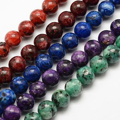 Natural Larvikite Beads Strands G-E382-8mm-M-1