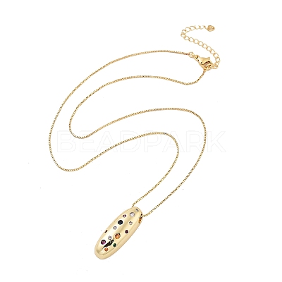 Brass Micro Pave Cubic Zirconia Letter Pendant Necklaces LS-KK-Z069-01G-I-1