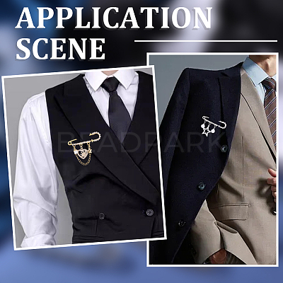16Pcs 2 Colors Iron Rhinestone Safety Pins FIND-SC0022-23B-1