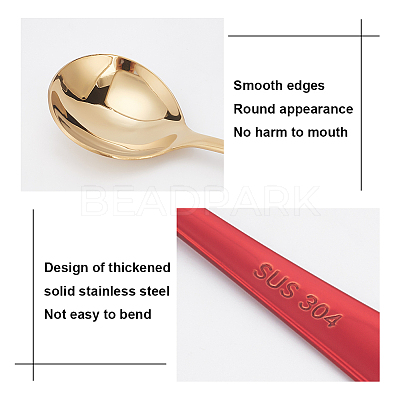 6Pcs 2 Colors 304 Stainless Steel Teaspoon AJEW-GO0001-12-1