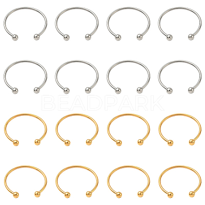 20Pcs 2 Colors 304 Stainless Steel Cuff Rings RJEW-SC0001-35-1