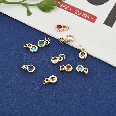 Brass with Single Cubic Zirconia Charms ZIRC-F095-03G-1