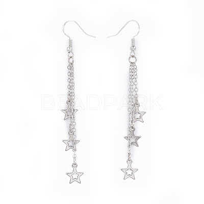 Brass Tassel Dangle Earrings X-EJEW-JE03303-1