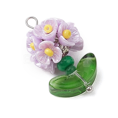 Glass Seed Beaded Flower Pendants X1-PALLOY-MZ00521-04-1