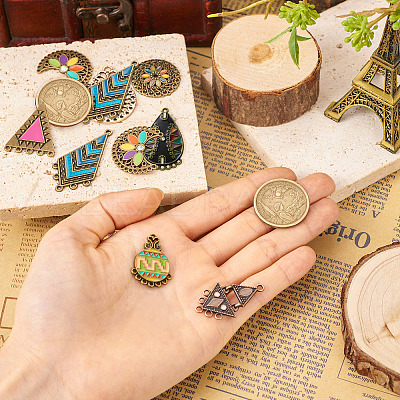 20Pcs 10 Style Tibetan Style Alloy Enamel Chandelier Components Links FIND-TA0001-83-1