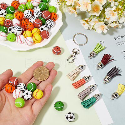 DIY Sports Ball Keychain Making Kit DIY-SP0001-48-1