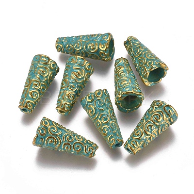 Tibetan Style Enamel Bead Cones TIBE-A007-028GG-1