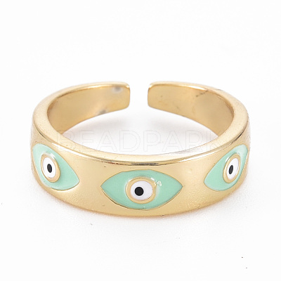 Real 16K Gold Plated Brass Enamel Cuff Rings RJEW-N037-001-NF-1